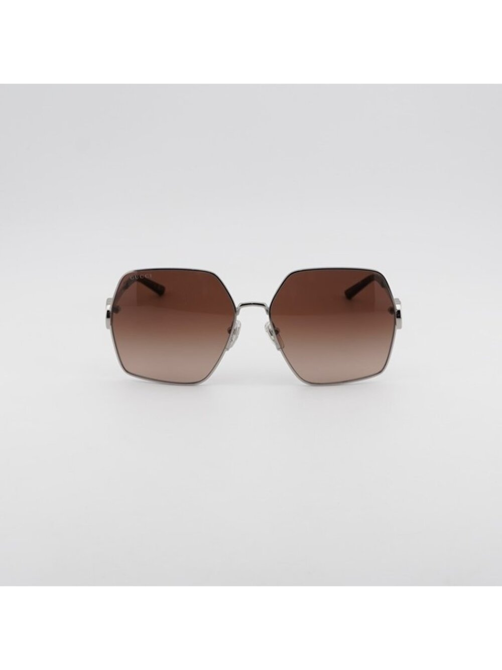 Gucci GG2163S 003 Sunglasses Silver Square Frame, Brown Gradient Lenses - Picture 3 of 10